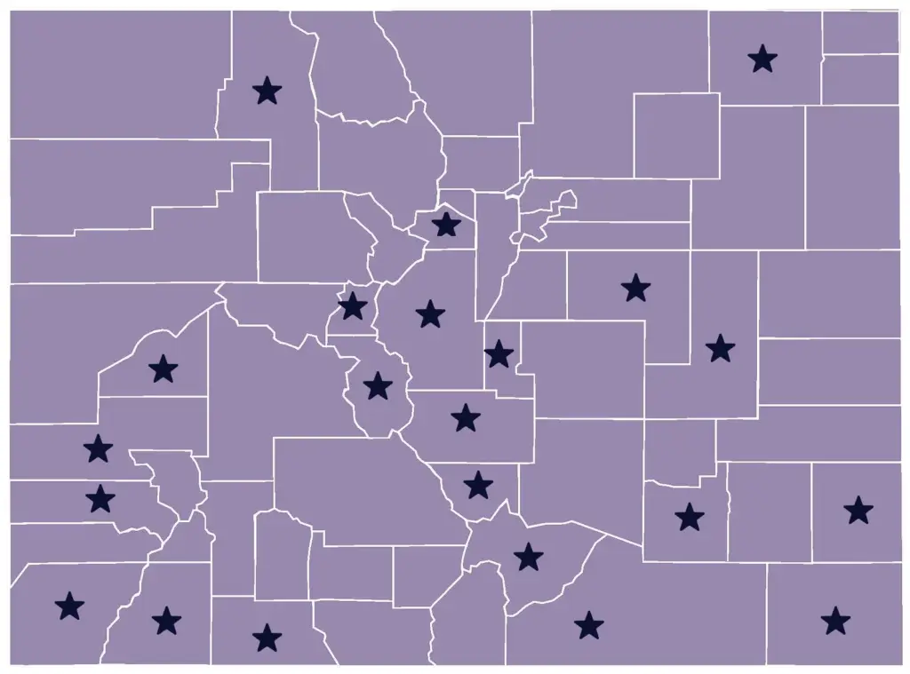 Map of free legal clinics in Colorado